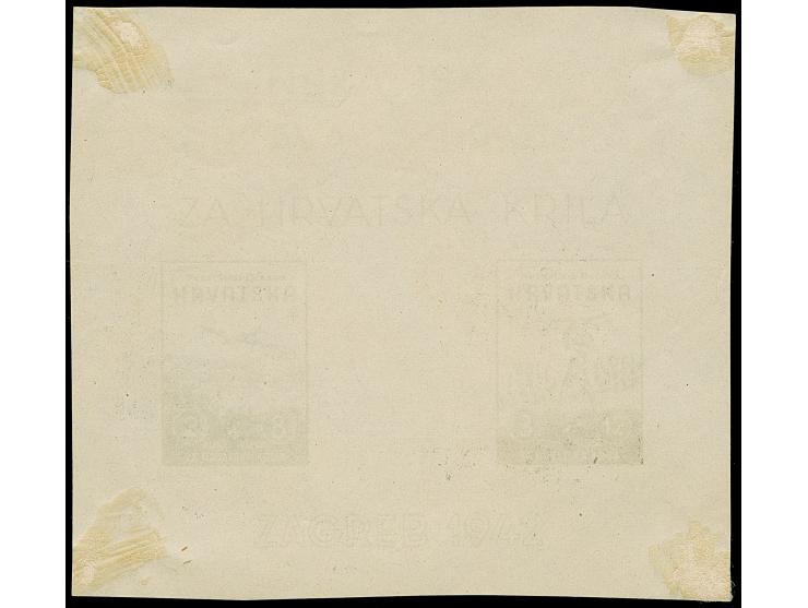 1942, Model airplane exhibition souvenir sheet, mirror image proof print in black on thin paper, unused without gum. in the c