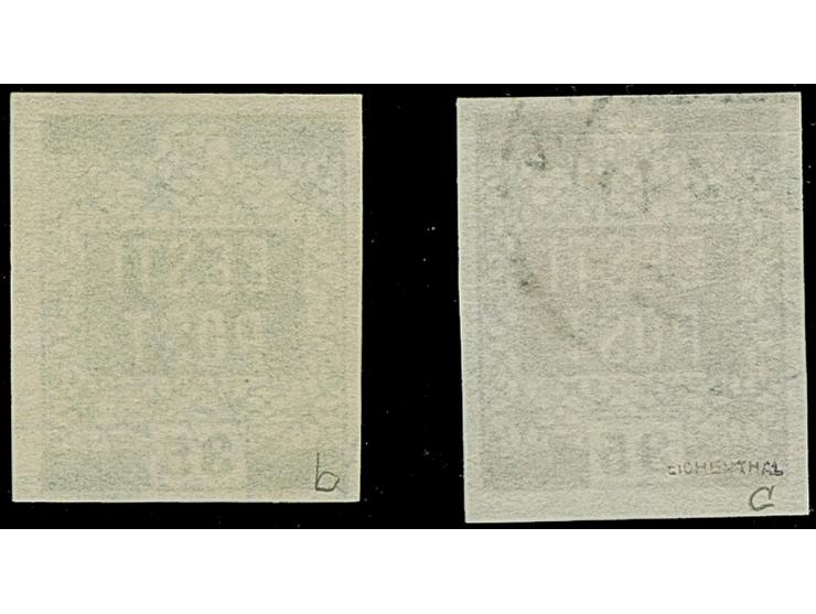 1918, Flower issue 35 kopek olive and gray, both fresh color, used, very fine, very scarce shades, gray shade signed Eichenth