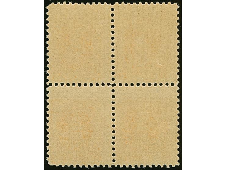 1919, Numerals 5 penni orange, perforation L11½, same perforation used for the official trial perforation on the 10 penni val