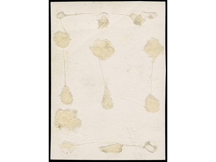 1943, 3rd Stamp Exhibition, photographic proof of the frame in black with changed value 12+8 k. and with perforation drawn in