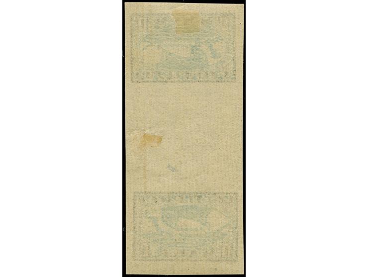 1919, Viking ship 1 mark blue/black, horizontal gutter tête-bêche pair, unused, tiny thin in the gutter, otherwise very fine 