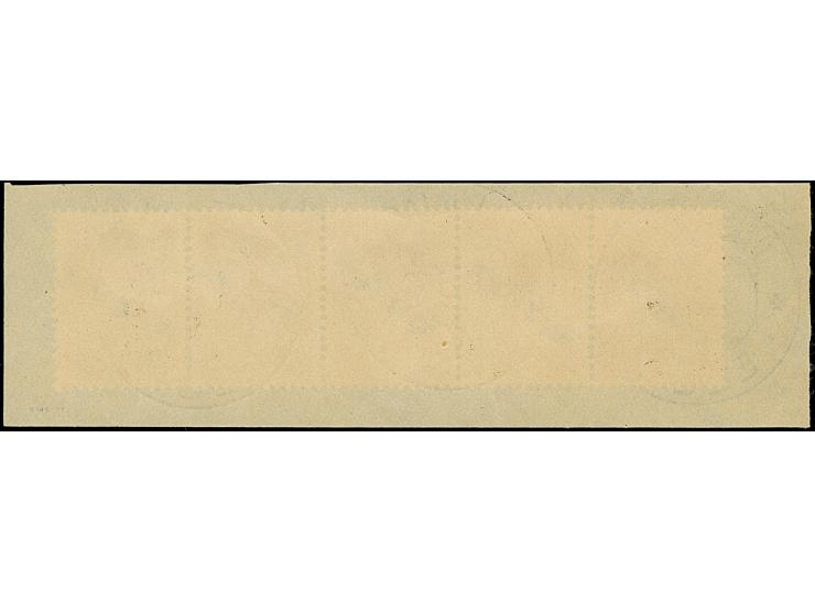 1919, 5 kopeks, horizontal strip of five, tied by cds. “TALLIN 8 5 19” to piece, very fine and attractive, a scarce multiple,