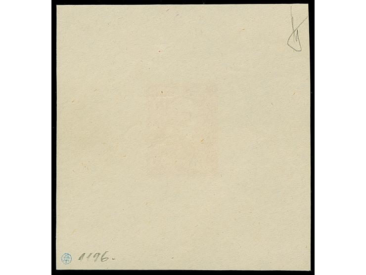 1951, 15 din. red, imperforate proof on white paper (72x75mm), type II, unused without gum, very fine, sign. Tubinovic with c