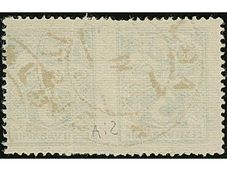1922, Craftsmen 3mark, horizontal pair, imperforated in between, used, few short perfs and faint crease, otherwise fine, very