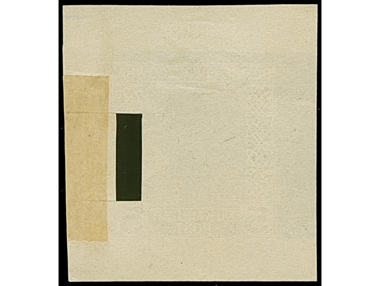 1917, Kaiser Karl I. 5 H schwarz, ungezähnter Probedruck mit ausgeschnittenem Teil des Randornaments im kleineren Blockformat