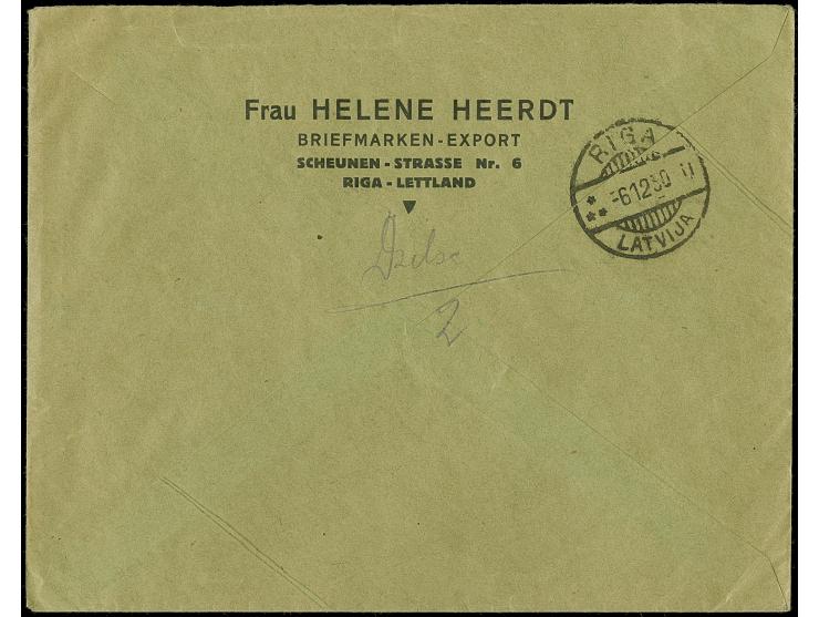 1930, Anti-Tuberculosis 1+2 senti orange/brick-red with left sheet margin, with additional franking tied by cds. "RIGA DZ. ST