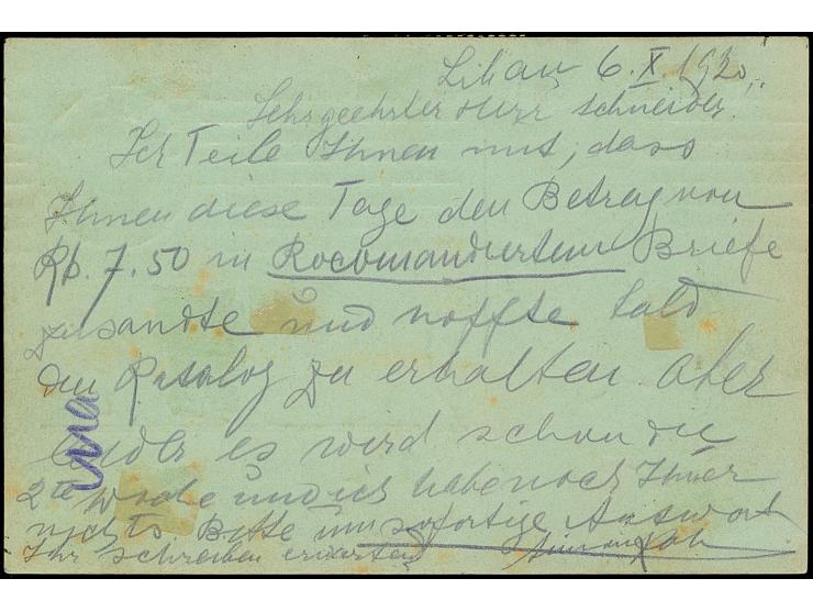 1919, Liberation of Courland 10m kopeks, diagonally bisceted with additional franking of 35 kopeks, tied by cds. "LEEPAJA LAT