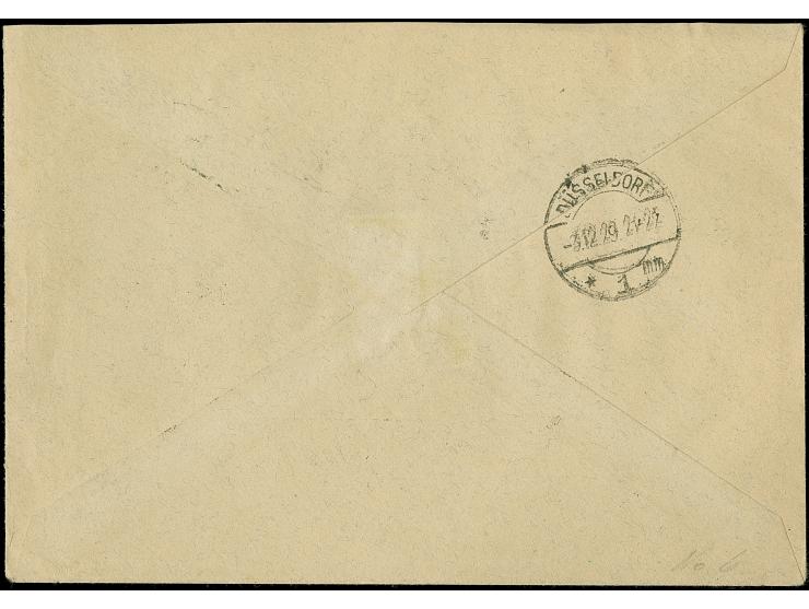 1929, Regierungsantritt 10-70 Rp. mit Ersttagsstempel "TRIESENBERG 2.XII.29" auf R-FDC nach Düsseldorf mit Ankunftsstempel, A