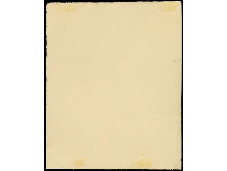 1918, Coat of Arms 5 pa. black, imperforate single die proof on white, ungummed paper (115x140mm), tiny creases at left margi