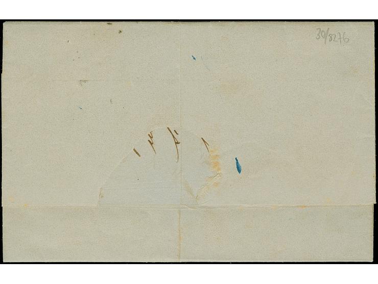 1856, unpaid entire letter with full content from "TRIESTE 19/9" to Aleppo with front side clear blue "AGENZIA DEL LLOYD AUST