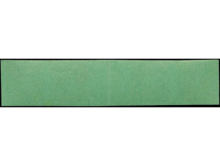 6 Pfg. auf hellblaugrün, ungezähnter Zwischensteg-Viererstreifen, postfrisch, tadellos, unsigniert