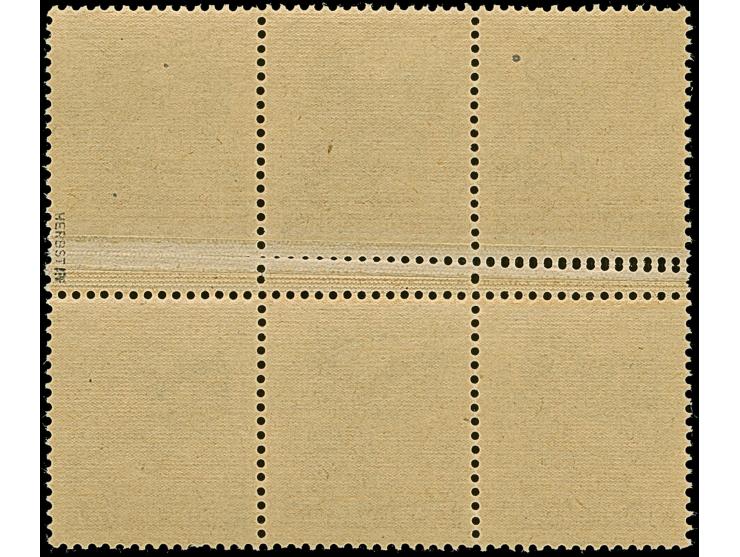 Berliner Bär 10 Pfg. im waagerechten 6er-Block, durch Druckfalte links mit 2 senkrechten Zwischensteg-Paaren, postfrisch. Ein