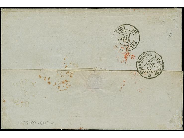 9 Kr. gelbgrün im waagerechten Paar der Typen I und III, farbfrisch und allseits breitrandig, oben mit schmalem Bogenrand, mi