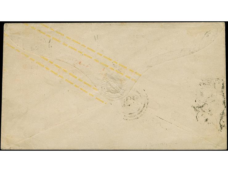 15 Kr. purpur (nur rechts leicht berührt) in Mischfrankatur mit 1866, 1 Kr. grün, mit Nr. "220" auf Umschlag 2 Kr. gelb, von 