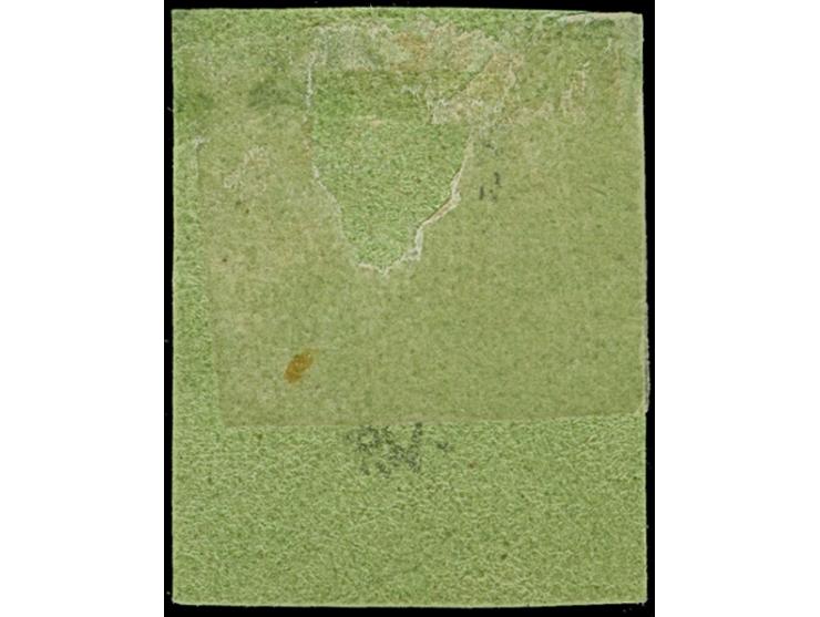 1859/61, ⅓ Gr, auf grünlicholiv, farbfrisch und allseits breitrandig, ungebraucht mit Originalgummierung, diese zum Teil in d