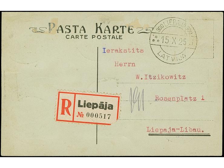 1925, Tercentenary of Liepaja 6-50 s., complete set, tied by special cds. to reverse of local registered card, fine and scarc