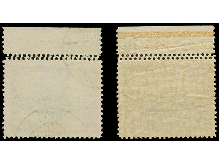 1925, Tercentenary of Liepaja 6 santimi, with upper margin with double perforation, mint never hinged and used, the latter on