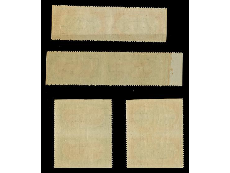 1930, Rainis Fonds 10-15 santimi, horizontal and vertical pairs, imperforated horizontally resp. vertically, mint never hinge