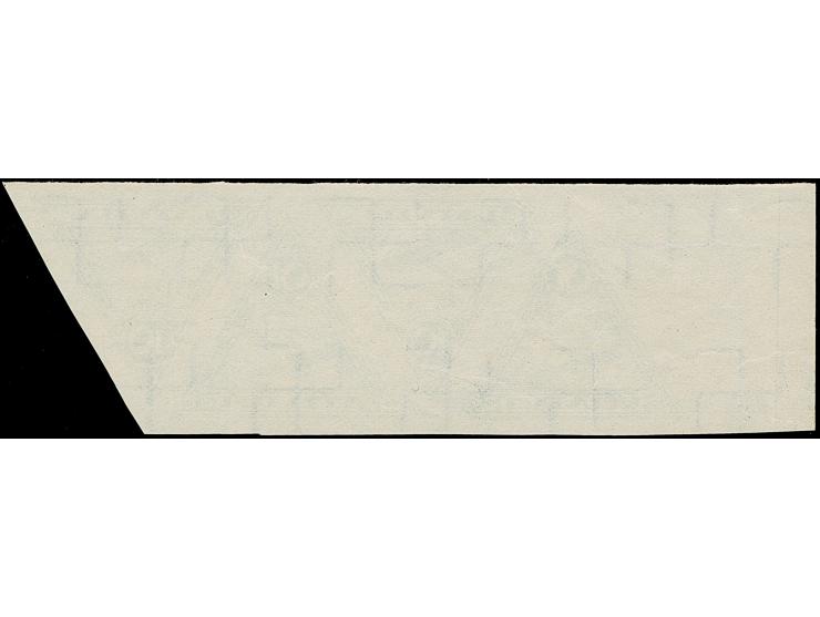 1928, Airmail 10 santimi green, imperforated archive proofs, horizontal strip of four with left sheet margin, without gum, fi