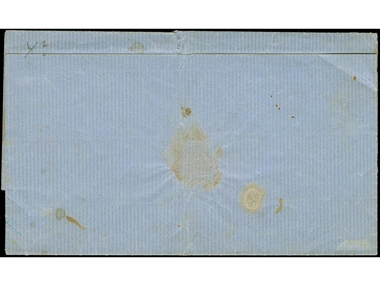 1858, no wmk., perf. 12½, 10 k. brown &amp; blue, two singles, tied by diamond "ODESSA" to entire letter 1864 to Mytilene,Isl