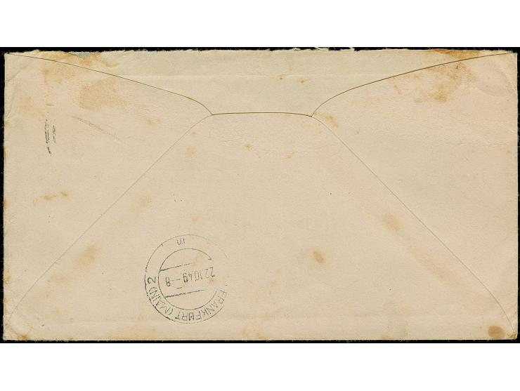 1949, Rotaufdruck50 und 40 Pfg. mit Stempel “BERLIN-DAHLEM &nbsp;20.10.49” als portogerechte Frankatur auf IAS-Luftpostbrief 