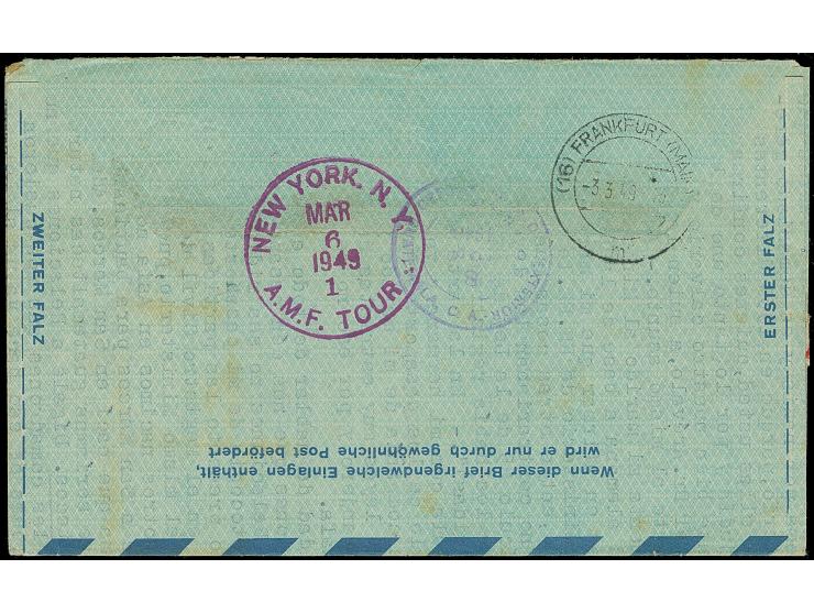 1948, Schwarzaufdruck 60 Pfg. mit Stempel “BERLIN-CHARLOTTENBURG 6 28.2.49” als portogerechte Zufrankatur auf Ganzsachen-Luft