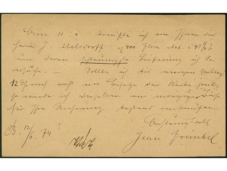 1 Gr. karmin, farbfrisch, gut geprägt und und gut gezähnt mit klarem EKr. “BERLIN P.A.No.7 12.6.74” als tarifgerechte Zufrank