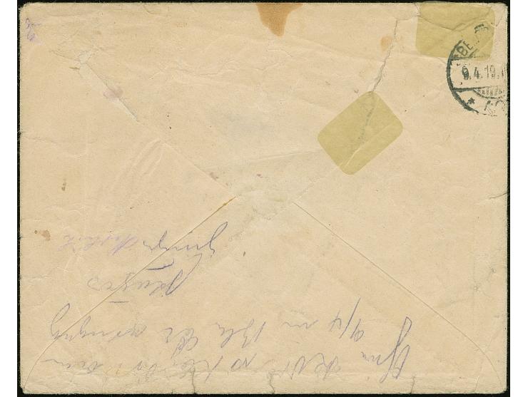 1918, Second Vilnius issue 50 skatiku tied by provisional cancel "GRODNO" to registered cover via "KAUNAS &nbsp;-7.IV.19" to 