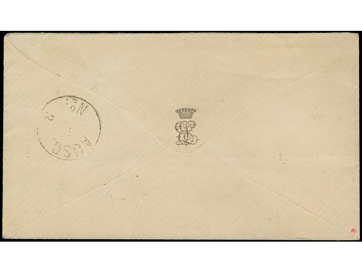 &nbsp; &nbsp;½ Gr. ziegelrot mit Plattenfehler “Kerbe im Innenkreis unter C in DEUTSCHE und verstärkte Punktreihe rechts" (fr