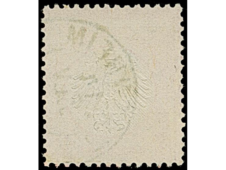 2 Kr. ziegelrot mit Plattenfehler “Innenkreisbruch über K von KREUZER”, mi klarem DKr. “PFORZHEIM 14,JAN,”. Die farbfrische, 