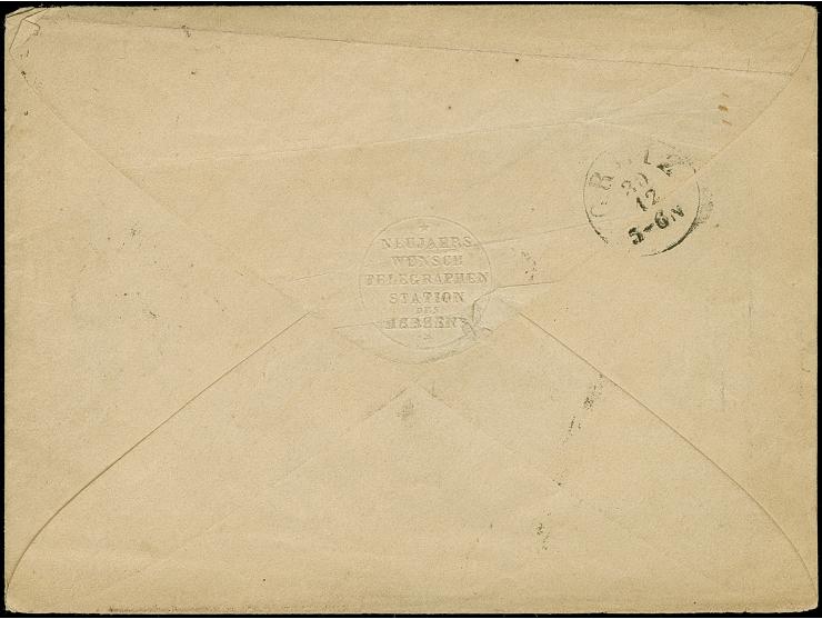 1 Ngr. rosa, 2 Einzelwerte mit DKr. Leipzig 30 DEC 64 auf dekorativem 'Telegramm' der "Priviligirten Telegraphen-Station des 