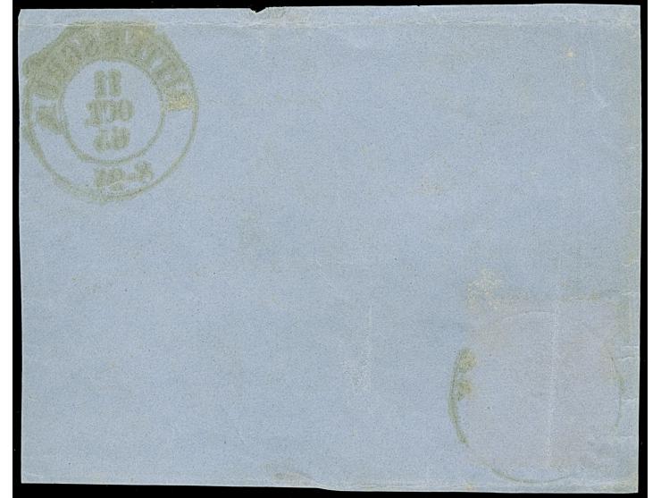 "RITTERSGRÜN 11 OCT. 65", DKr. klar und gerade auf- und nebengesetzt auf ½ ngr. auf kleiner Briefvorderseite. Marke unauffäll