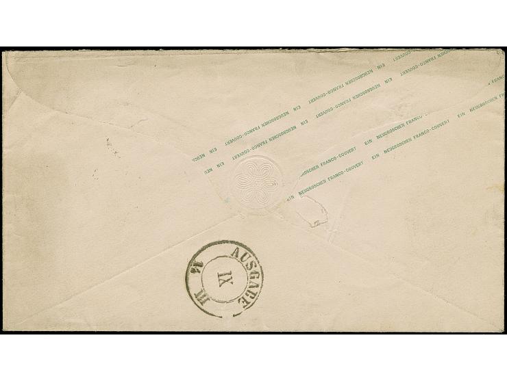 Umschlag 1 Ngr. mit nebengesetztem DKr. "PULSNITZ 13/III 65" und handschriftlichem Vermerk "20 Thaler eingezahlt zur Postexpe