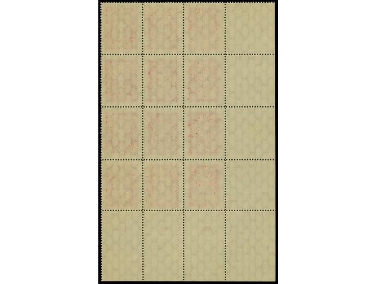 1929, Warrior Cross 15 centu red, block of 12, containing 4 tête-bêche pairs, from the upper right sheet corner, mint never h