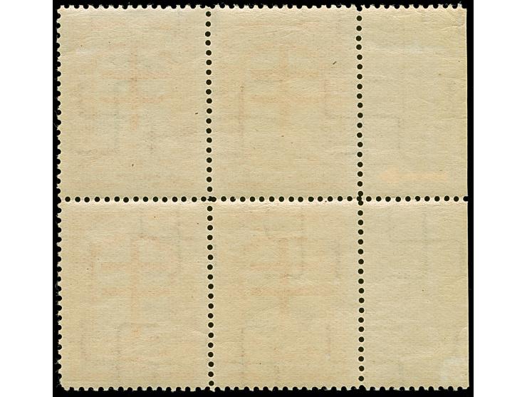 1930, Anti-Tuberculosis 1+2 s. orange/brick-red, block of four, “1+2” at lower left, watermark “nw”, mint never hinged, small