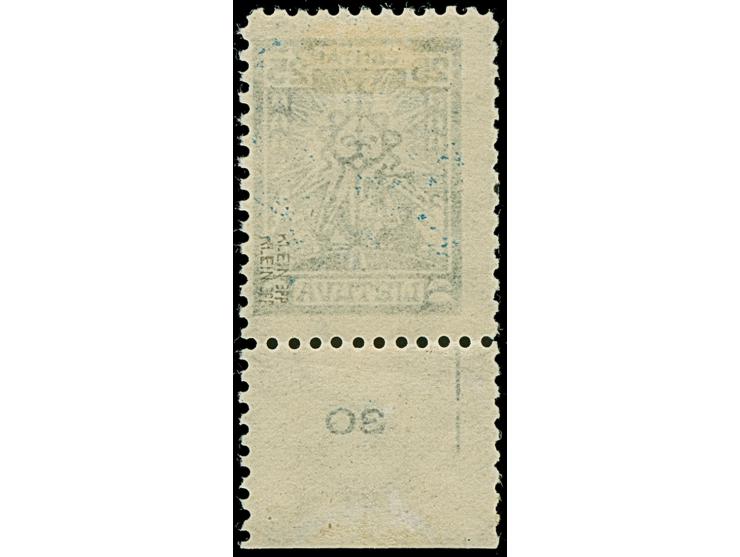 1924, Cross 25 c. with watermark "Schlingen", with bottom sheet margin, unused, fine and attractive, signed Klein BPP with sh