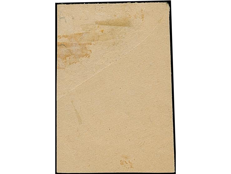 1919, 50 sk. on 1 kopek orange imperforated, from the upper left sheet corner, tied by provisional cancel “GRODNO” to small p