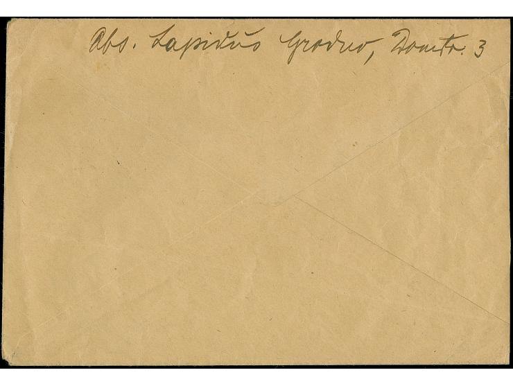 1918, First Vilnius issue 10-15 skatiku and second Vilnius Issue 20-30 skatiku, tied by provisional straight-line "GRODNO" to