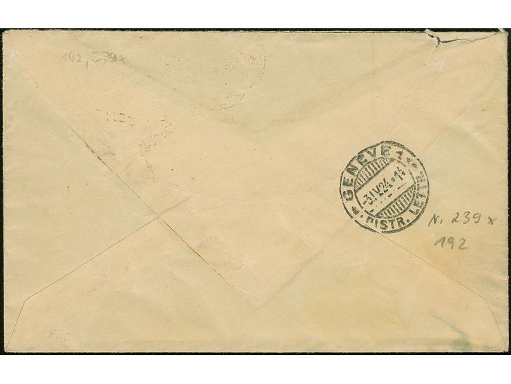 1924, War Oprhans Airmail 60 centu, with additional franking, tied by cds. “KAUNAS 31.III.1924” to slightly soiled registered