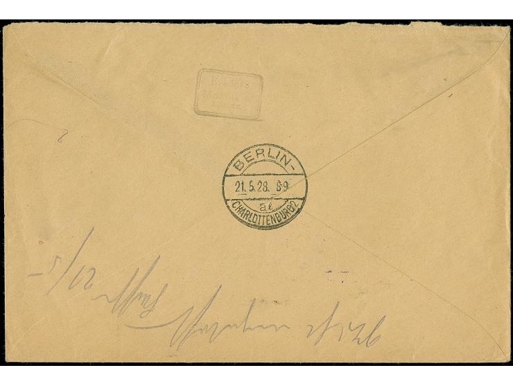 1926, War invalids +5 on 15 centu red and +25 on 60 centu vermillion, tied by cds. “MAZEIKIAI 19.V.28” to registered cover to