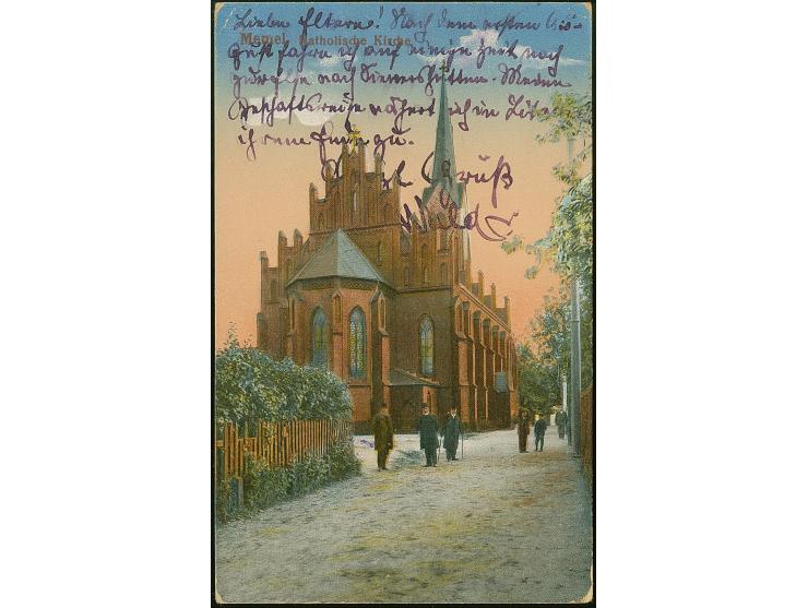 GARZDAI: 1919, Fourth Berlin Issue 30 skatiku, block of four, tied by provisional straight-line ""Garzdai" to picture postcar