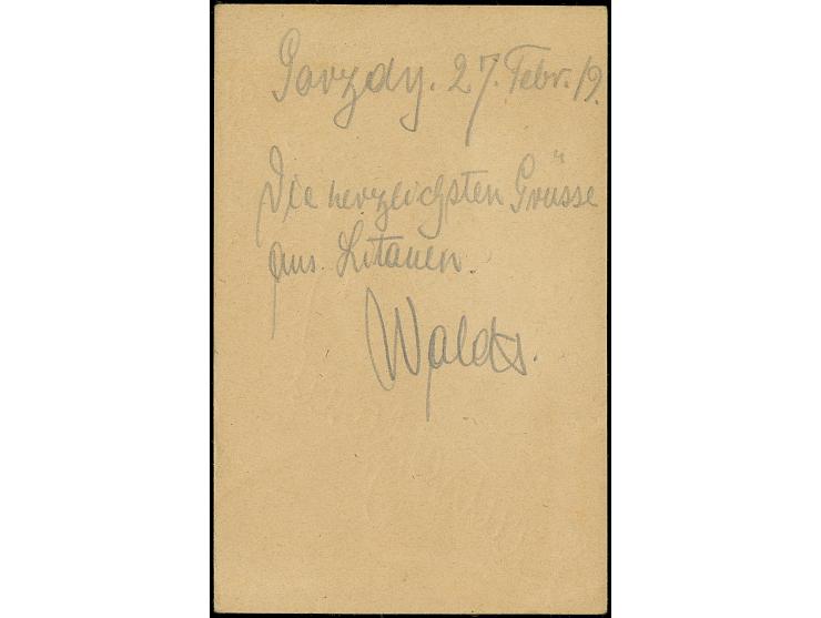 GARZDAI: 1919, First Kaunas Issue 20 skatiku, two singles with handwritten cancellation “Garzdai” and additional boxed censor