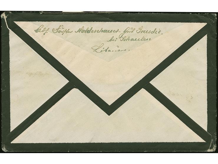 GRUZDIAI: 1919, Fourth Berlin Issue 60 skatiku, tied by handwritten cancellation “Gruzdiai 19/VIII” to censored mourning cove