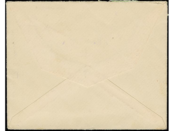 SAKIAI: 1919, Third Berlin Issue 10 skatiku brick-red and 40 skatiku brown, tied by straight-line “SAKIAI- 25.6.19” to censor