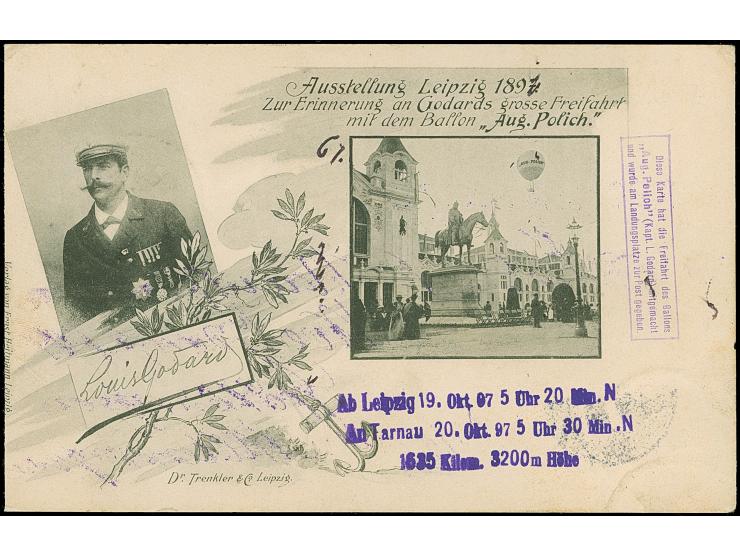 1897, Krone/Adler 25 Pfg. mit Stempel “TARNAU 22.10.97” auf Sonderkarte “Ausstellung Leipzig” als R-Karte mit rückseitigem Ra