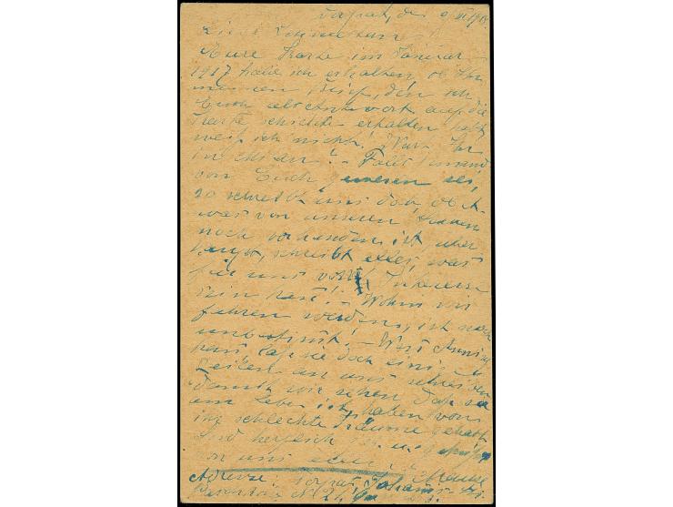 1918, Ganzsachenkarte 20 Pfennig auf 5 Kopeken, sauber mit L1 “DORPAT” mit nebengesetztem handschriftlichem Vermerk “geprüft”