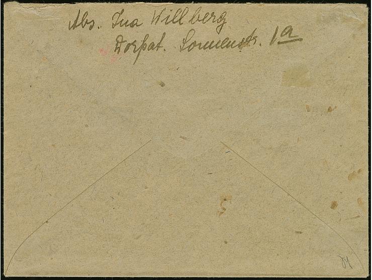 1918, 40 Pfennig auf 20 Kopeken lebhaftultramarin/mittelrotkarmin, sauber mit L1 “DORPAT” mit nebengesetztem handschriftliche