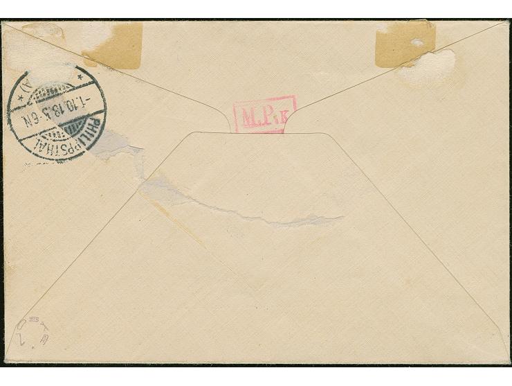 "SCHLOCK&nbsp;*** 28.9.18", klar auf R-Brief mit Germania 50 Pfennig mit verschiedenen Zensur-Stempeln nach&nbsp;Philippstal 