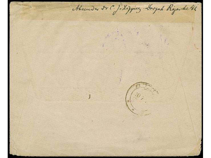 1916, Germania 7½ Pfennig im waagerechten Paar sowie 15 Pfennig zusammen mit Estland 5 Kopeken rötlichorange im senkrechten D