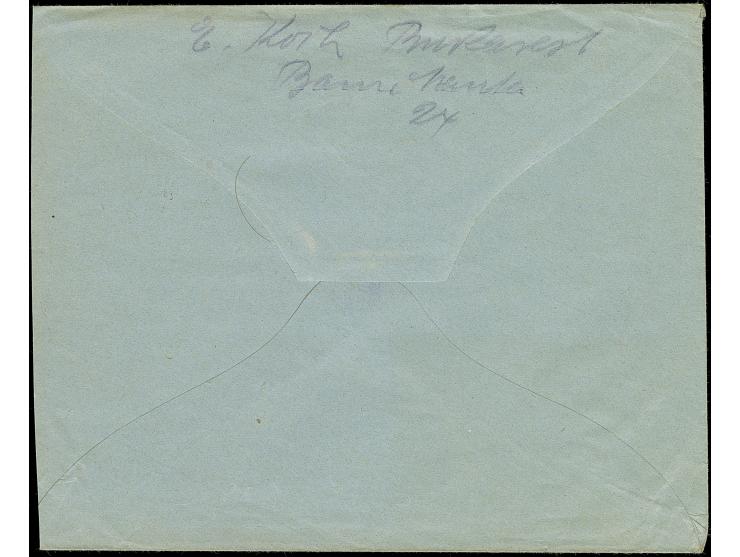 “BUKAREST d 1-JUN -918” sauber und klar, dreimal auf Germania 5 Pfennig im senkrechten Viererstreifen und Randstück Germania 